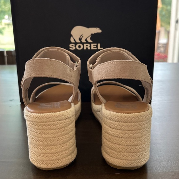 SOREL Cameron Wedge Espadrille Sandal Open Toe Crushed Clay/Gum 17 Size 9 NEW - Picture 5 of 12